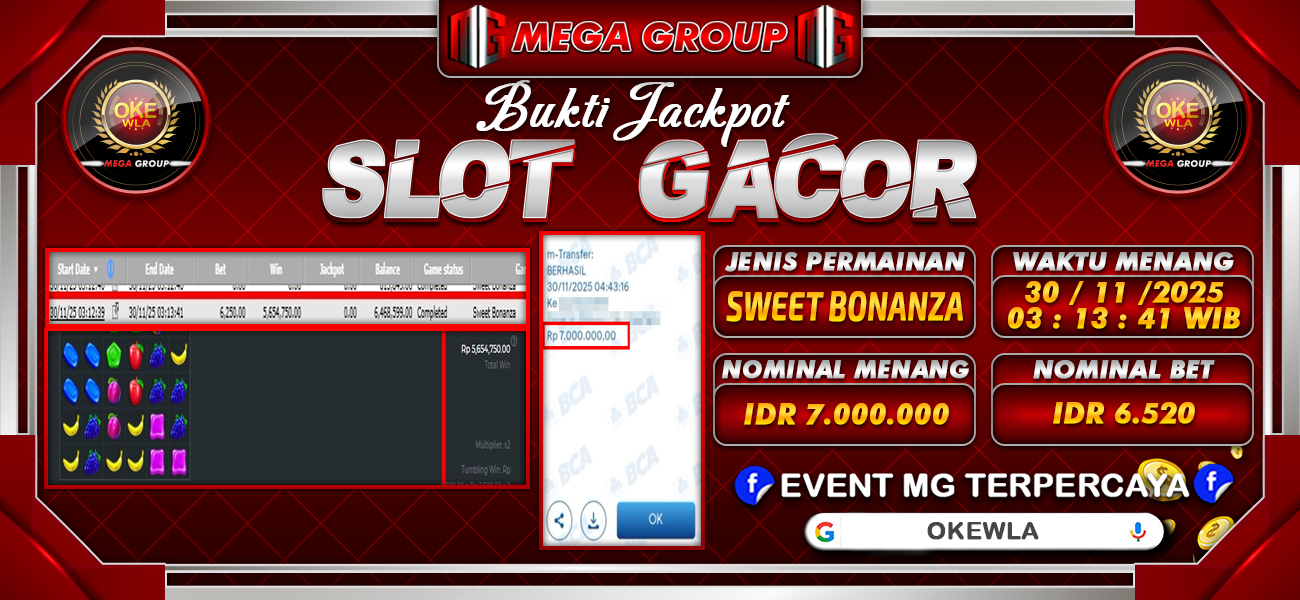 Bukti JP situs Okewla hari Sabtu, 29 November 2025